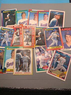16ct 1989-1990 Topps Texas Rangers Baseball Misc Trading Cards NRMT